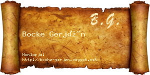 Bocke Gerjén névjegykártya